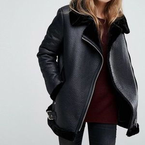 New Look faux shearling aviator jacket, S new